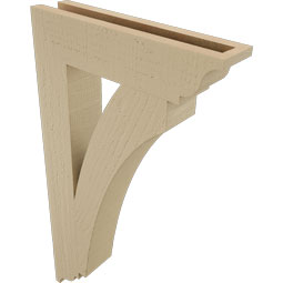 Ekena Millwork - BKTUR035X16X28THR01RCPR - Timberthane Faux Wood Thorton Style Bracket, Traditional Ends, 3 1/2"W x 16"D x 28"H, Primed Tan