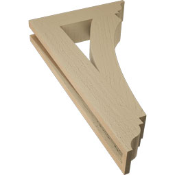 Ekena Millwork - BKTUR035X16X28THR01RCPR - Timberthane Faux Wood Thorton Style Bracket, Traditional Ends, 3 1/2"W x 16"D x 28"H, Primed Tan