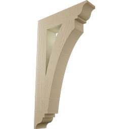 Ekena Millwork - BKTUR035X16X28THR01RCPR - Timberthane Faux Wood Thorton Style Bracket, Traditional Ends, 3 1/2"W x 16"D x 28"H, Primed Tan