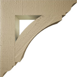 Ekena Millwork - BKTUR035X18X18THR01RCPR - Timberthane Faux Wood Thorton Style Bracket, Traditional Ends, 3 1/2"W x 18"D x 18"H, Primed Tan