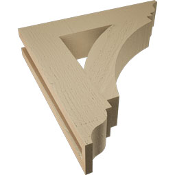 Ekena Millwork - BKTUR035X18X18THR01RCPR - Timberthane Faux Wood Thorton Style Bracket, Traditional Ends, 3 1/2"W x 18"D x 18"H, Primed Tan