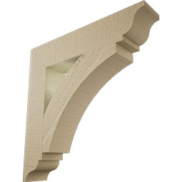 Ekena Millwork - BKTUR035X18X18THR01RCPR - Timberthane Faux Wood Thorton Style Bracket, Traditional Ends, 3 1/2"W x 18"D x 18"H, Primed Tan