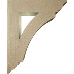 Ekena Millwork - BKTUR035X18X22THR01RCPR - Timberthane Faux Wood Thorton Style Bracket, Traditional Ends, 3 1/2"W x 18"D x 22"H, Primed Tan