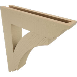 Ekena Millwork - BKTUR035X18X22THR01RCPR - Timberthane Faux Wood Thorton Style Bracket, Traditional Ends, 3 1/2"W x 18"D x 22"H, Primed Tan