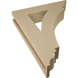 Ekena Millwork - BKTUR035X18X22THR01RCPR - Timberthane Faux Wood Thorton Style Bracket, Traditional Ends, 3 1/2"W x 18"D x 22"H, Primed Tan