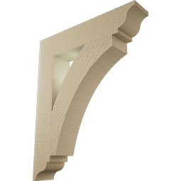 Ekena Millwork - BKTUR035X18X22THR01RCPR - Timberthane Faux Wood Thorton Style Bracket, Traditional Ends, 3 1/2"W x 18"D x 22"H, Primed Tan
