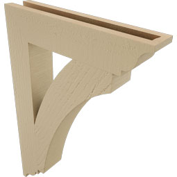 Ekena Millwork - BKTUR035X18X26THR01RCPR - Timberthane Faux Wood Thorton Style Bracket, Traditional Ends, 3 1/2"W x 18"D x 26"H, Primed Tan