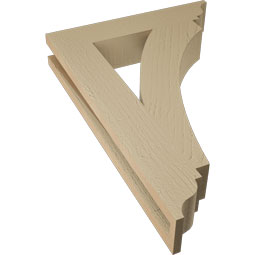 Ekena Millwork - BKTUR035X18X26THR01RCPR - Timberthane Faux Wood Thorton Style Bracket, Traditional Ends, 3 1/2"W x 18"D x 26"H, Primed Tan