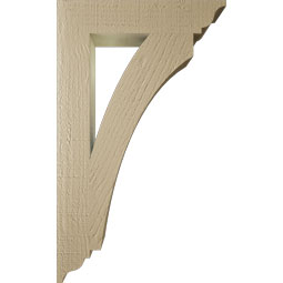 Ekena Millwork - BKTUR035X18X30THR01RCPR - Timberthane Faux Wood Thorton Style Bracket, Traditional Ends, 3 1/2"W x 18"D x 30"H, Primed Tan