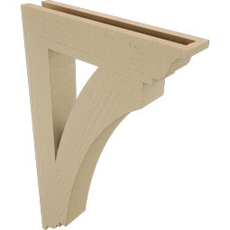 Ekena Millwork - BKTUR035X18X30THR01RCPR - Timberthane Faux Wood Thorton Style Bracket, Traditional Ends, 3 1/2"W x 18"D x 30"H, Primed Tan
