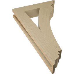 Ekena Millwork - BKTUR035X18X30THR01RCPR - Timberthane Faux Wood Thorton Style Bracket, Traditional Ends, 3 1/2"W x 18"D x 30"H, Primed Tan