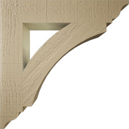 Ekena Millwork - BKTUR035X20X20THR01RCPR - Timberthane Faux Wood Thorton Style Bracket, Traditional Ends, 3 1/2"W x 20"D x 20"H, Primed Tan