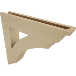 Ekena Millwork - BKTUR035X20X20THR01RCPR - Timberthane Faux Wood Thorton Style Bracket, Traditional Ends, 3 1/2"W x 20"D x 20"H, Primed Tan