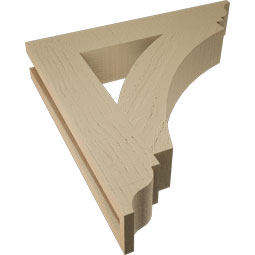 Ekena Millwork - BKTUR035X20X20THR01RCPR - Timberthane Faux Wood Thorton Style Bracket, Traditional Ends, 3 1/2"W x 20"D x 20"H, Primed Tan