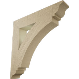 Ekena Millwork - BKTUR035X20X20THR01RCPR - Timberthane Faux Wood Thorton Style Bracket, Traditional Ends, 3 1/2"W x 20"D x 20"H, Primed Tan