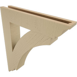 Ekena Millwork - BKTUR035X20X24THR01RCPR - Timberthane Faux Wood Thorton Style Bracket, Traditional Ends, 3 1/2"W x 20"D x 24"H, Primed Tan