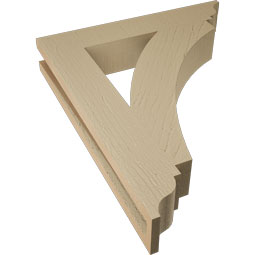 Ekena Millwork - BKTUR035X20X24THR01RCPR - Timberthane Faux Wood Thorton Style Bracket, Traditional Ends, 3 1/2"W x 20"D x 24"H, Primed Tan