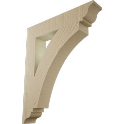 Ekena Millwork - BKTUR035X20X24THR01RCPR - Timberthane Faux Wood Thorton Style Bracket, Traditional Ends, 3 1/2"W x 20"D x 24"H, Primed Tan