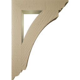Ekena Millwork - BKTUR035X20X28THR01RCPR - Timberthane Faux Wood Thorton Style Bracket, Traditional Ends, 3 1/2"W x 20"D x 28"H, Primed Tan
