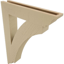 Ekena Millwork - BKTUR035X20X28THR01RCPR - Timberthane Faux Wood Thorton Style Bracket, Traditional Ends, 3 1/2"W x 20"D x 28"H, Primed Tan