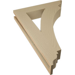 Ekena Millwork - BKTUR035X20X28THR01RCPR - Timberthane Faux Wood Thorton Style Bracket, Traditional Ends, 3 1/2"W x 20"D x 28"H, Primed Tan