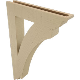 Ekena Millwork - BKTUR035X20X32THR01RCPR - Timberthane Faux Wood Thorton Style Bracket, Traditional Ends, 3 1/2"W x 20"D x 32"H, Primed Tan