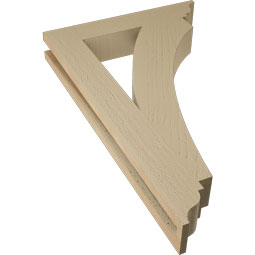Ekena Millwork - BKTUR035X20X32THR01RCPR - Timberthane Faux Wood Thorton Style Bracket, Traditional Ends, 3 1/2"W x 20"D x 32"H, Primed Tan