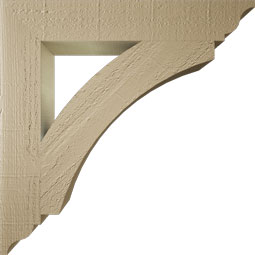 Ekena Millwork - BKTUR035X22X22THR01RCPR - Timberthane Faux Wood Thorton Style Bracket, Traditional Ends, 3 1/2"W x 22"D x 22"H, Primed Tan
