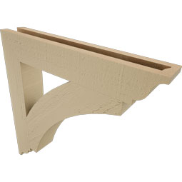 Ekena Millwork - BKTUR035X22X22THR01RCPR - Timberthane Faux Wood Thorton Style Bracket, Traditional Ends, 3 1/2"W x 22"D x 22"H, Primed Tan