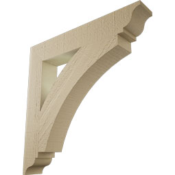 Ekena Millwork - BKTUR035X22X22THR01RCPR - Timberthane Faux Wood Thorton Style Bracket, Traditional Ends, 3 1/2"W x 22"D x 22"H, Primed Tan