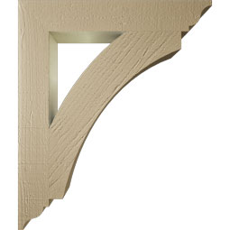 Ekena Millwork - BKTUR035X22X26THR01RCPR - Timberthane Faux Wood Thorton Style Bracket, Traditional Ends, 3 1/2"W x 22"D x 26"H, Primed Tan