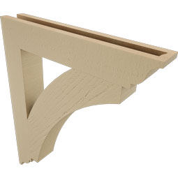 Ekena Millwork - BKTUR035X22X26THR01RCPR - Timberthane Faux Wood Thorton Style Bracket, Traditional Ends, 3 1/2"W x 22"D x 26"H, Primed Tan