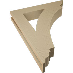Ekena Millwork - BKTUR035X22X26THR01RCPR - Timberthane Faux Wood Thorton Style Bracket, Traditional Ends, 3 1/2"W x 22"D x 26"H, Primed Tan