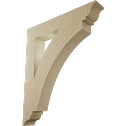 Ekena Millwork - BKTUR035X22X26THR01RCPR - Timberthane Faux Wood Thorton Style Bracket, Traditional Ends, 3 1/2"W x 22"D x 26"H, Primed Tan