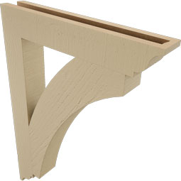 Ekena Millwork - BKTUR035X22X30THR01RCPR - Timberthane Faux Wood Thorton Style Bracket, Traditional Ends, 3 1/2"W x 22"D x 30"H, Primed Tan