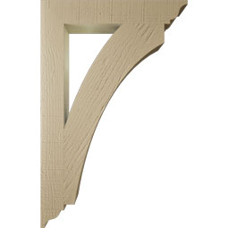Ekena Millwork - BKTUR035X22X34THR01RCPR - Timberthane Faux Wood Thorton Style Bracket, Traditional Ends, 3 1/2"W x 22"D x 34"H, Primed Tan