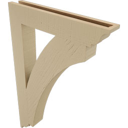 Ekena Millwork - BKTUR035X22X34THR01RCPR - Timberthane Faux Wood Thorton Style Bracket, Traditional Ends, 3 1/2"W x 22"D x 34"H, Primed Tan