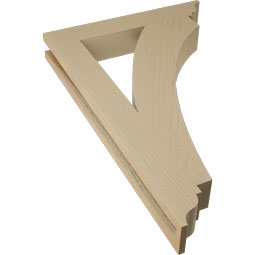 Ekena Millwork - BKTUR035X22X34THR01RCPR - Timberthane Faux Wood Thorton Style Bracket, Traditional Ends, 3 1/2"W x 22"D x 34"H, Primed Tan
