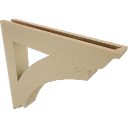 Ekena Millwork - BKTUR035X24X24THR01RCPR - Timberthane Faux Wood Thorton Style Bracket, Traditional Ends, 3 1/2"W x 24"D x 24"H, Primed Tan