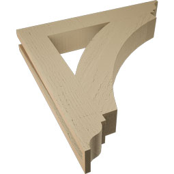 Ekena Millwork - BKTUR035X24X24THR01RCPR - Timberthane Faux Wood Thorton Style Bracket, Traditional Ends, 3 1/2"W x 24"D x 24"H, Primed Tan