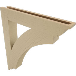 Ekena Millwork - BKTUR035X24X28THR01RCPR - Timberthane Faux Wood Thorton Style Bracket, Traditional Ends, 3 1/2"W x 24"D x 28"H, Primed Tan