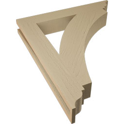 Ekena Millwork - BKTUR035X24X28THR01RCPR - Timberthane Faux Wood Thorton Style Bracket, Traditional Ends, 3 1/2"W x 24"D x 28"H, Primed Tan