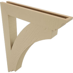 Ekena Millwork - BKTUR035X24X32THR01RCPR - Timberthane Faux Wood Thorton Style Bracket, Traditional Ends, 3 1/2"W x 24"D x 32"H, Primed Tan