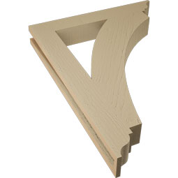 Ekena Millwork - BKTUR035X24X32THR01RCPR - Timberthane Faux Wood Thorton Style Bracket, Traditional Ends, 3 1/2"W x 24"D x 32"H, Primed Tan