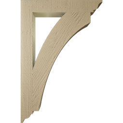 Ekena Millwork - BKTUR035X24X36THR01RCPR - Timberthane Faux Wood Thorton Style Bracket, Traditional Ends, 3 1/2"W x 24"D x 36"H, Primed Tan