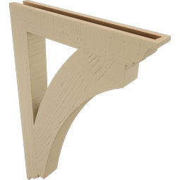 Ekena Millwork - BKTUR035X24X36THR01RCPR - Timberthane Faux Wood Thorton Style Bracket, Traditional Ends, 3 1/2"W x 24"D x 36"H, Primed Tan