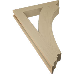 Ekena Millwork - BKTUR035X24X36THR01RCPR - Timberthane Faux Wood Thorton Style Bracket, Traditional Ends, 3 1/2"W x 24"D x 36"H, Primed Tan