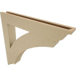 Ekena Millwork - BKTUR035X26X26THR01RCPR - Timberthane Faux Wood Thorton Style Bracket, Traditional Ends, 3 1/2"W x 26"D x 26"H, Primed Tan