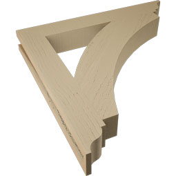Ekena Millwork - BKTUR035X26X26THR01RCPR - Timberthane Faux Wood Thorton Style Bracket, Traditional Ends, 3 1/2"W x 26"D x 26"H, Primed Tan