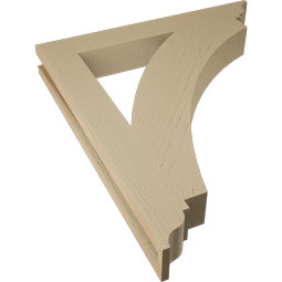 Ekena Millwork - BKTUR035X26X30THR01RCPR - Timberthane Faux Wood Thorton Style Bracket, Traditional Ends, 3 1/2"W x 26"D x 30"H, Primed Tan